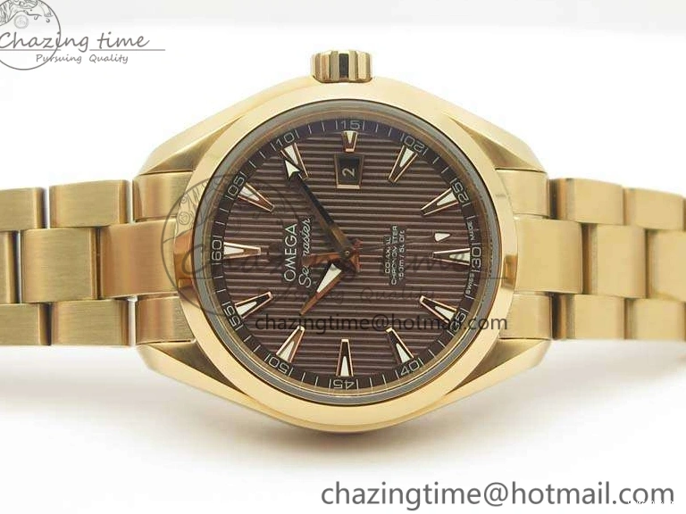 0209 Bright Aqua Terra Ladies 35mm RG V6F Best Edition Brown Dial On RG Bracelet A 8101